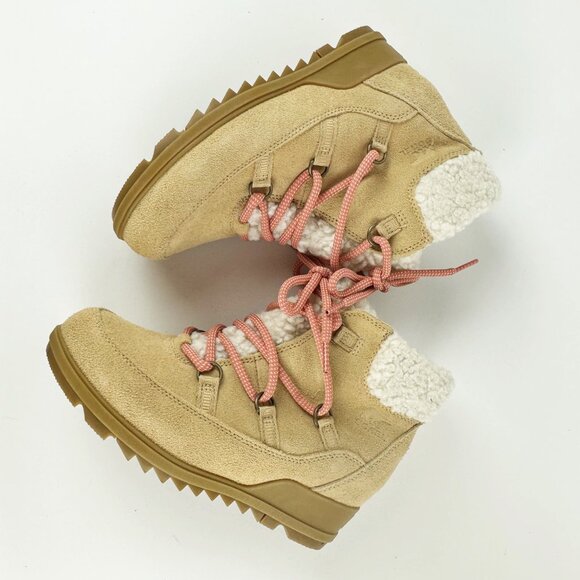 Sorel Womens Size 8 Evie Cozy Lace-Up Wedge Tawny Buff Suede Waterproof Boots - Picture 12 of 13